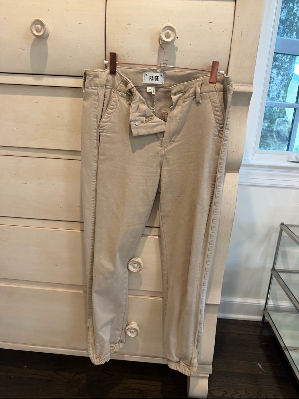 PAIGE Men's Khaki Slim Chino Pants in Tan